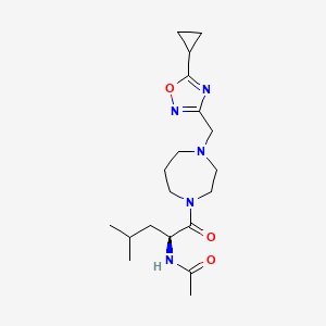 molecular formula C19H31N5O3 B6925132 N-[(2S)-1-[4-[(5-cyclopropyl-1,2,4-oxadiazol-3-yl)methyl]-1,4-diazepan-1-yl]-4-methyl-1-oxopentan-2-yl]acetamide 