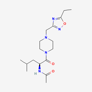 molecular formula C17H29N5O3 B6925150 N-[(2S)-1-[4-[(5-ethyl-1,2,4-oxadiazol-3-yl)methyl]piperazin-1-yl]-4-methyl-1-oxopentan-2-yl]acetamide 