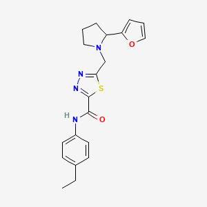 molecular formula C20H22N4O2S B6925158 N-(4-ethylphenyl)-5-[[2-(furan-2-yl)pyrrolidin-1-yl]methyl]-1,3,4-thiadiazole-2-carboxamide 