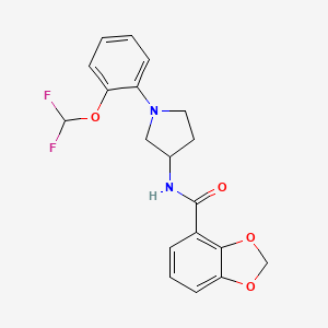 molecular formula C19H18F2N2O4 B6925232 N-[1-[2-(difluoromethoxy)phenyl]pyrrolidin-3-yl]-1,3-benzodioxole-4-carboxamide 