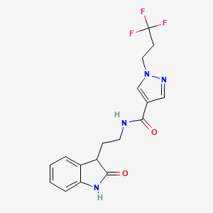 molecular formula C17H17F3N4O2 B6925256 N-[2-(2-oxo-1,3-dihydroindol-3-yl)ethyl]-1-(3,3,3-trifluoropropyl)pyrazole-4-carboxamide 