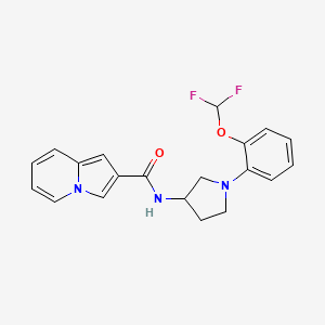 molecular formula C20H19F2N3O2 B6925261 N-[1-[2-(difluoromethoxy)phenyl]pyrrolidin-3-yl]indolizine-2-carboxamide 