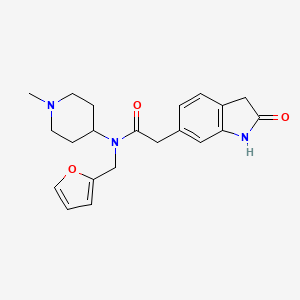 molecular formula C21H25N3O3 B6925292 N-(furan-2-ylmethyl)-N-(1-methylpiperidin-4-yl)-2-(2-oxo-1,3-dihydroindol-6-yl)acetamide 