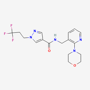 molecular formula C17H20F3N5O2 B6925296 N-[(2-morpholin-4-ylpyridin-3-yl)methyl]-1-(3,3,3-trifluoropropyl)pyrazole-4-carboxamide 