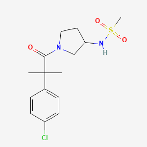 molecular formula C15H21ClN2O3S B6925360 N-[1-[2-(4-chlorophenyl)-2-methylpropanoyl]pyrrolidin-3-yl]methanesulfonamide 