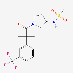 molecular formula C16H21F3N2O3S B6925361 N-[1-[2-methyl-2-[3-(trifluoromethyl)phenyl]propanoyl]pyrrolidin-3-yl]methanesulfonamide 