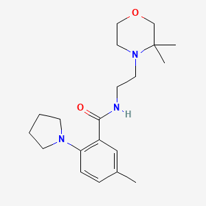 molecular formula C20H31N3O2 B6925378 N-[2-(3,3-dimethylmorpholin-4-yl)ethyl]-5-methyl-2-pyrrolidin-1-ylbenzamide 