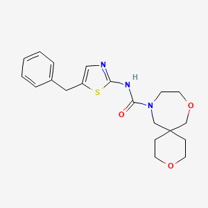 molecular formula C20H25N3O3S B6925394 N-(5-benzyl-1,3-thiazol-2-yl)-3,8-dioxa-11-azaspiro[5.6]dodecane-11-carboxamide 