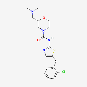 molecular formula C18H23ClN4O2S B6925399 N-[5-[(2-chlorophenyl)methyl]-1,3-thiazol-2-yl]-2-[(dimethylamino)methyl]morpholine-4-carboxamide 