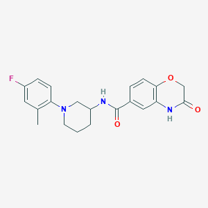 molecular formula C21H22FN3O3 B6925529 N-[1-(4-fluoro-2-methylphenyl)piperidin-3-yl]-3-oxo-4H-1,4-benzoxazine-6-carboxamide 