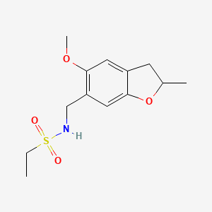 molecular formula C13H19NO4S B6925575 N-[(5-methoxy-2-methyl-2,3-dihydro-1-benzofuran-6-yl)methyl]ethanesulfonamide 