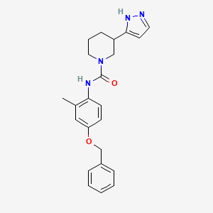 molecular formula C23H26N4O2 B6925690 N-(2-methyl-4-phenylmethoxyphenyl)-3-(1H-pyrazol-5-yl)piperidine-1-carboxamide 