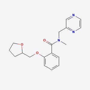 molecular formula C18H21N3O3 B6925752 N-methyl-2-(oxolan-2-ylmethoxy)-N-(pyrazin-2-ylmethyl)benzamide 