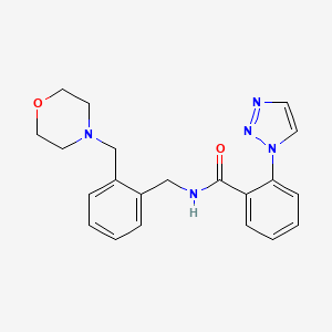 molecular formula C21H23N5O2 B6925791 N-[[2-(morpholin-4-ylmethyl)phenyl]methyl]-2-(triazol-1-yl)benzamide 