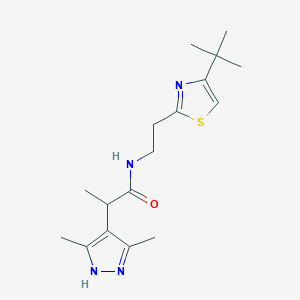 molecular formula C17H26N4OS B6925821 N-[2-(4-tert-butyl-1,3-thiazol-2-yl)ethyl]-2-(3,5-dimethyl-1H-pyrazol-4-yl)propanamide 