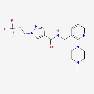 molecular formula C18H23F3N6O B6925834 N-[[2-(4-methylpiperazin-1-yl)pyridin-3-yl]methyl]-1-(3,3,3-trifluoropropyl)pyrazole-4-carboxamide 
