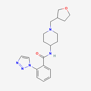 molecular formula C19H25N5O2 B6925856 N-[1-(oxolan-3-ylmethyl)piperidin-4-yl]-2-(triazol-1-yl)benzamide 