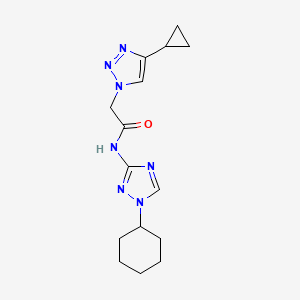 molecular formula C15H21N7O B6925881 N-(1-cyclohexyl-1,2,4-triazol-3-yl)-2-(4-cyclopropyltriazol-1-yl)acetamide 