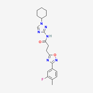 molecular formula C20H23FN6O2 B6925899 N-(1-cyclohexyl-1,2,4-triazol-3-yl)-3-[3-(3-fluoro-4-methylphenyl)-1,2,4-oxadiazol-5-yl]propanamide 
