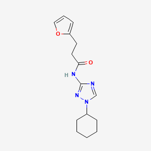 molecular formula C15H20N4O2 B6925929 N-(1-cyclohexyl-1,2,4-triazol-3-yl)-3-(furan-2-yl)propanamide 