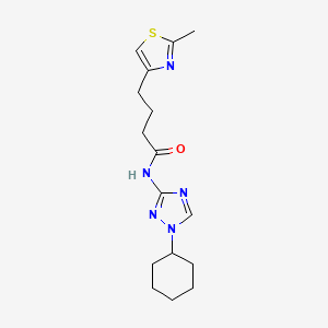 molecular formula C16H23N5OS B6925941 N-(1-cyclohexyl-1,2,4-triazol-3-yl)-4-(2-methyl-1,3-thiazol-4-yl)butanamide 