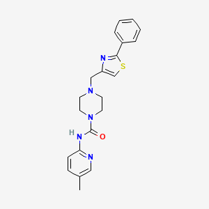 molecular formula C21H23N5OS B6925950 N-(5-methylpyridin-2-yl)-4-[(2-phenyl-1,3-thiazol-4-yl)methyl]piperazine-1-carboxamide 