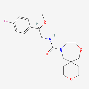 molecular formula C19H27FN2O4 B6925979 N-[2-(4-fluorophenyl)-2-methoxyethyl]-3,8-dioxa-11-azaspiro[5.6]dodecane-11-carboxamide 