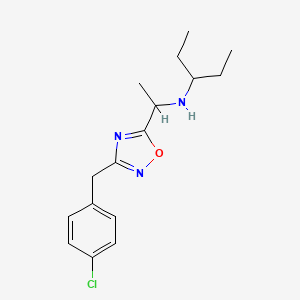 molecular formula C16H22ClN3O B6925981 N-[1-[3-[(4-chlorophenyl)methyl]-1,2,4-oxadiazol-5-yl]ethyl]pentan-3-amine 