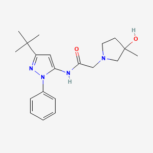 molecular formula C20H28N4O2 B6926028 N-(5-tert-butyl-2-phenylpyrazol-3-yl)-2-(3-hydroxy-3-methylpyrrolidin-1-yl)acetamide 