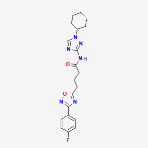 molecular formula C20H23FN6O2 B6926037 N-(1-cyclohexyl-1,2,4-triazol-3-yl)-4-[3-(4-fluorophenyl)-1,2,4-oxadiazol-5-yl]butanamide 