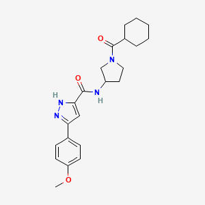 molecular formula C22H28N4O3 B6926193 N-[1-(cyclohexanecarbonyl)pyrrolidin-3-yl]-3-(4-methoxyphenyl)-1H-pyrazole-5-carboxamide 