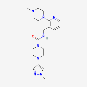 molecular formula C20H30N8O B6926203 N-[[2-(4-methylpiperazin-1-yl)pyridin-3-yl]methyl]-4-(1-methylpyrazol-4-yl)piperazine-1-carboxamide 