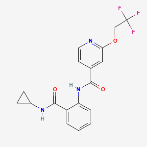 molecular formula C18H16F3N3O3 B6926229 N-[2-(cyclopropylcarbamoyl)phenyl]-2-(2,2,2-trifluoroethoxy)pyridine-4-carboxamide 