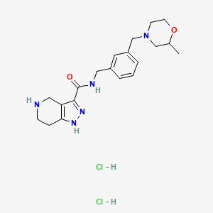 molecular formula C20H29Cl2N5O2 B6926298 N-[[3-[(2-methylmorpholin-4-yl)methyl]phenyl]methyl]-4,5,6,7-tetrahydro-1H-pyrazolo[4,3-c]pyridine-3-carboxamide;dihydrochloride 