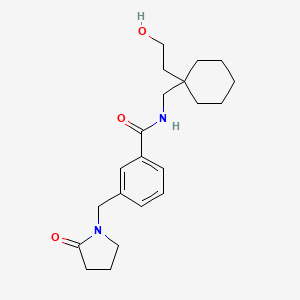 molecular formula C21H30N2O3 B6926455 N-[[1-(2-hydroxyethyl)cyclohexyl]methyl]-3-[(2-oxopyrrolidin-1-yl)methyl]benzamide 