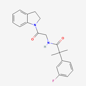 molecular formula C20H21FN2O2 B6926460 N-[2-(2,3-dihydroindol-1-yl)-2-oxoethyl]-2-(3-fluorophenyl)-2-methylpropanamide 