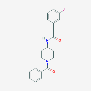 molecular formula C22H25FN2O2 B6926473 N-(1-benzoylpiperidin-4-yl)-2-(3-fluorophenyl)-2-methylpropanamide 