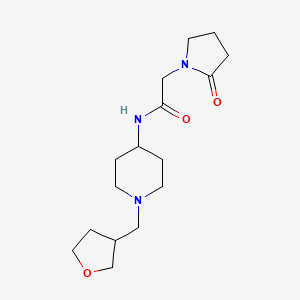 molecular formula C16H27N3O3 B6926539 N-[1-(oxolan-3-ylmethyl)piperidin-4-yl]-2-(2-oxopyrrolidin-1-yl)acetamide 