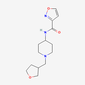molecular formula C14H21N3O3 B6926578 N-[1-(oxolan-3-ylmethyl)piperidin-4-yl]-1,2-oxazole-3-carboxamide 