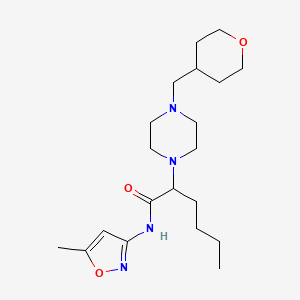 molecular formula C20H34N4O3 B6926599 N-(5-methyl-1,2-oxazol-3-yl)-2-[4-(oxan-4-ylmethyl)piperazin-1-yl]hexanamide 