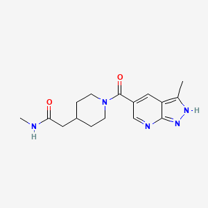 molecular formula C16H21N5O2 B6926632 N-methyl-2-[1-(3-methyl-2H-pyrazolo[3,4-b]pyridine-5-carbonyl)piperidin-4-yl]acetamide 