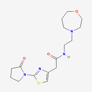molecular formula C16H24N4O3S B6926665 N-[2-(1,4-oxazepan-4-yl)ethyl]-2-[2-(2-oxopyrrolidin-1-yl)-1,3-thiazol-4-yl]acetamide 