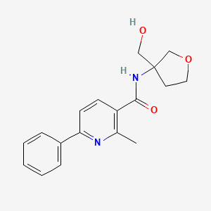 molecular formula C18H20N2O3 B6926756 N-[3-(hydroxymethyl)oxolan-3-yl]-2-methyl-6-phenylpyridine-3-carboxamide 