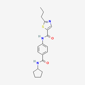 molecular formula C19H23N3O2S B6926776 N-[4-(cyclopentylcarbamoyl)phenyl]-2-propyl-1,3-thiazole-5-carboxamide 