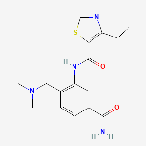 molecular formula C16H20N4O2S B6926782 N-[5-carbamoyl-2-[(dimethylamino)methyl]phenyl]-4-ethyl-1,3-thiazole-5-carboxamide 