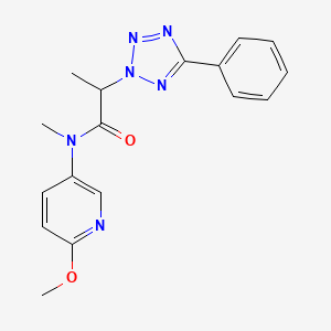 molecular formula C17H18N6O2 B6926830 N-(6-methoxypyridin-3-yl)-N-methyl-2-(5-phenyltetrazol-2-yl)propanamide 