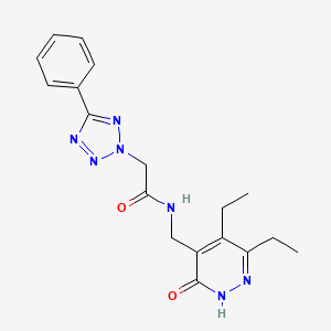molecular formula C18H21N7O2 B6926852 N-[(3,4-diethyl-6-oxo-1H-pyridazin-5-yl)methyl]-2-(5-phenyltetrazol-2-yl)acetamide 