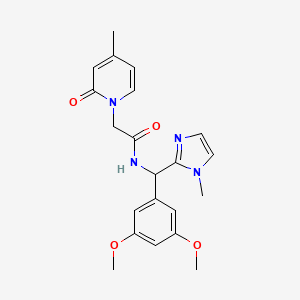 molecular formula C21H24N4O4 B6926868 N-[(3,5-dimethoxyphenyl)-(1-methylimidazol-2-yl)methyl]-2-(4-methyl-2-oxopyridin-1-yl)acetamide 