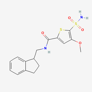 molecular formula C16H18N2O4S2 B6926888 N-(2,3-dihydro-1H-inden-1-ylmethyl)-4-methoxy-5-sulfamoylthiophene-2-carboxamide 