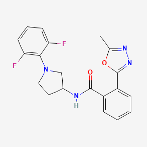 molecular formula C20H18F2N4O2 B6926987 N-[1-(2,6-difluorophenyl)pyrrolidin-3-yl]-2-(5-methyl-1,3,4-oxadiazol-2-yl)benzamide 